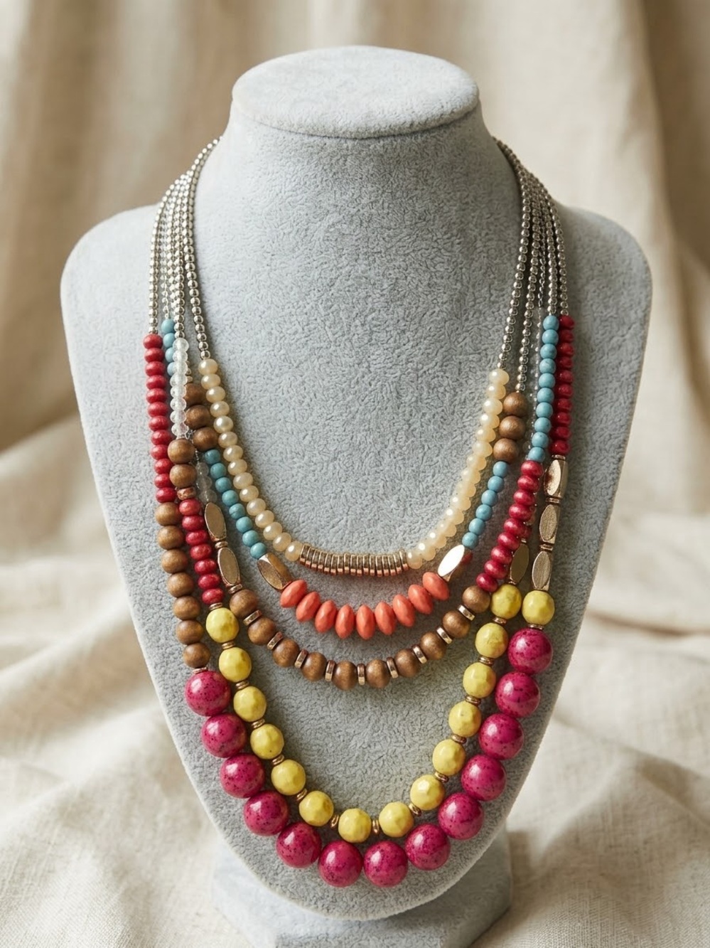 Boho Jewelry Set & Moroccan Keychain Bundle - Necklace, 2 Bracelets & Souvenir